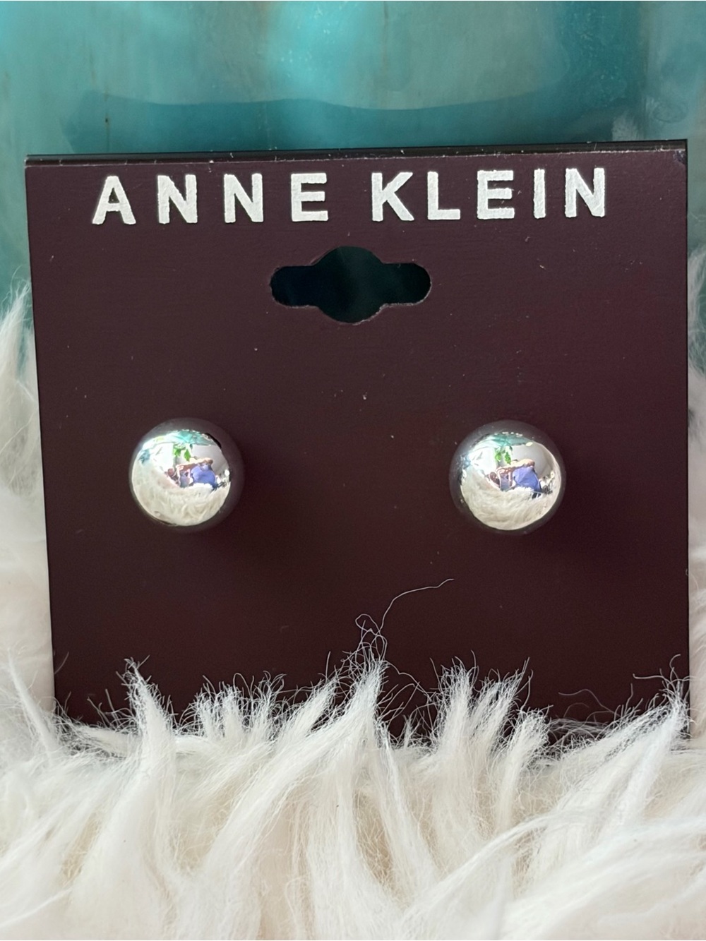 Anne Klein Silver Dome Stud Earrings